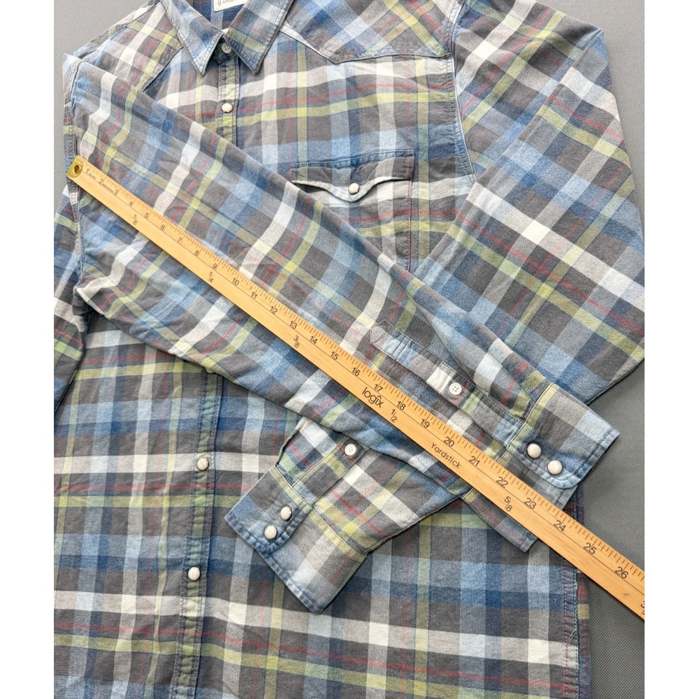 Lucky Brand Western Pearl Snap Shirt Blue Grey Plaid 7M44147 | Men's XXL - Picture 7 of 16